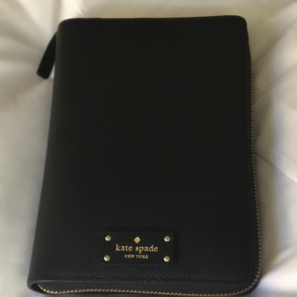 Kate Spade Black Pebbled Leather Zip Around Personal Organizer 6 Ring Planner - Picture 11 of 11